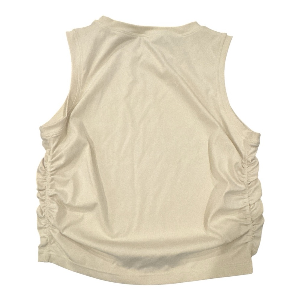 Gold Hinge Women’s Ruched Scrunch Tank Crop Size S Cream Top - Picture 2 of 4